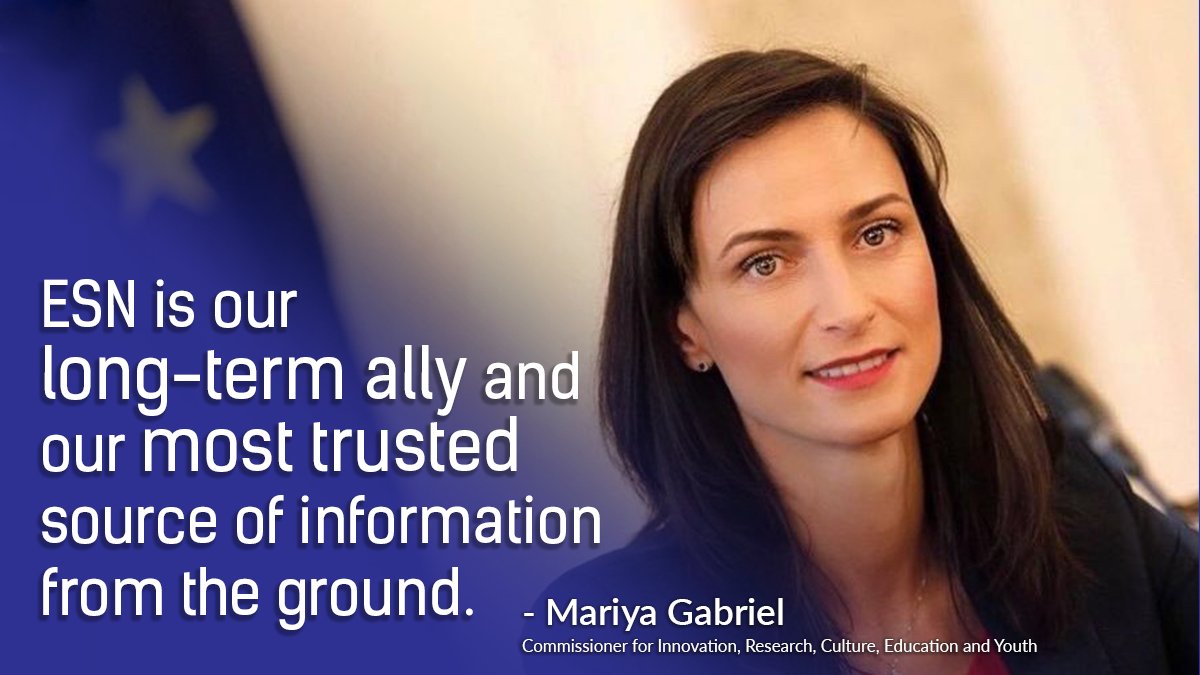 ESN_Int's tweet photo. 📢 @GabrielMariya, Commissioner for Innovation, Research, Culture, #Education &amp; #Youth, addresses the #ErasmusGeneration in the buildup to their first and biggest meeting ever, taking place in 🇵🇹  from this Thursday. #EGM2022
Read the address in full ➡️ https://t.co/9m3pARAfIk https://t.co/yMXn9YKfbX