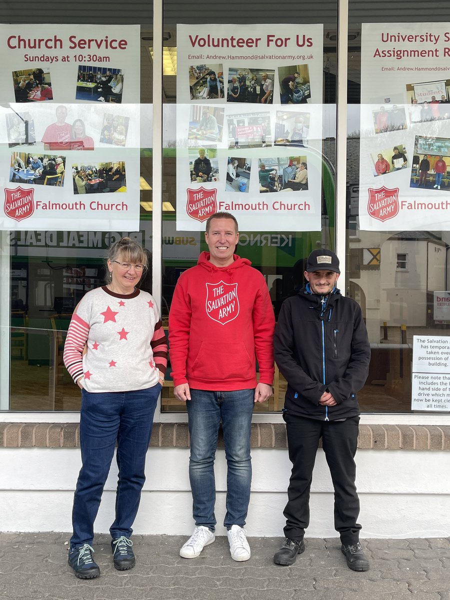 Congratulations to Dan and Mirry who today completed their Volunteer inductions. They will start volunteering at our Cafe, with Dan front of house and Mirry in the kitchen.

To find out more about volunteering email: Andrew.Hammond@salvationarmy.org.uk

#falmouth #volunteer