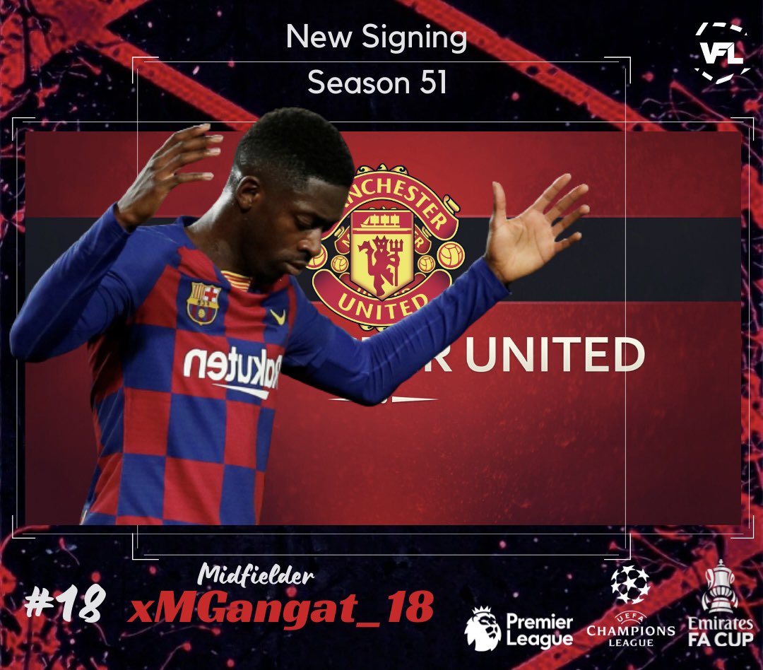 🔴⚪️ Manchester United 🔴⚪️ PS5

✍️ We are Delighted to Announce the Signing for S51:
☆ <a href="/xMGangat_18/">MGangat</a> 
☆ Midfielder 🎮

Welcome to your new home! 🤝 🏠

Glory, Glory Man United ! Red Devils !

<a href="/TheVFL_/">VFL</a>