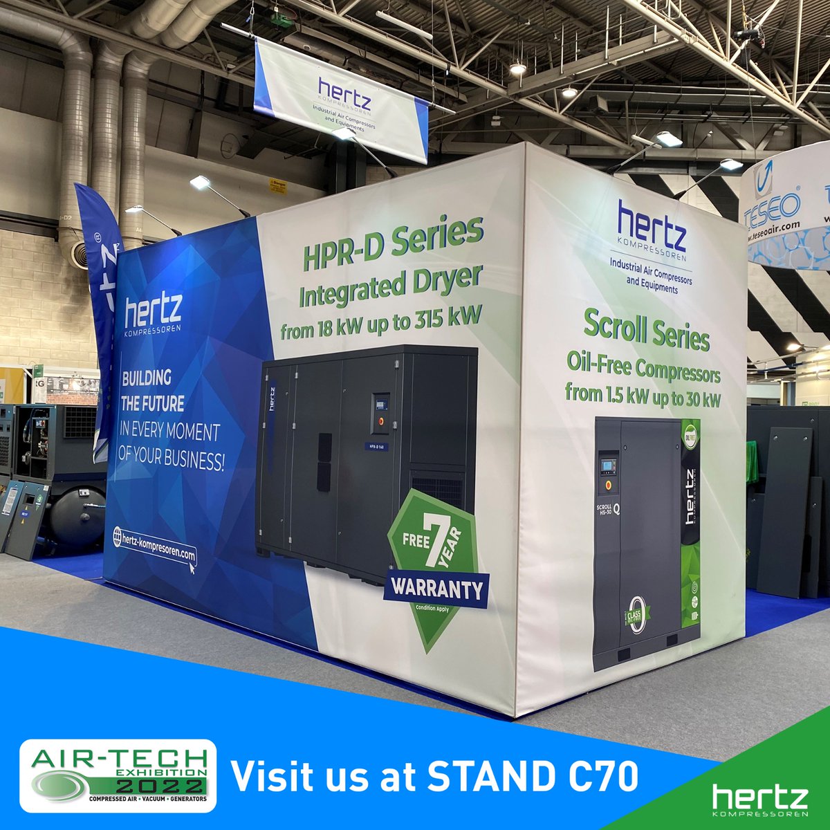 We are ready! Come visit us at #AIR-TECH2022
Stand : C70
05-07 April

#exhibition #airtech #compressedair #oilfree #vacuum #generators