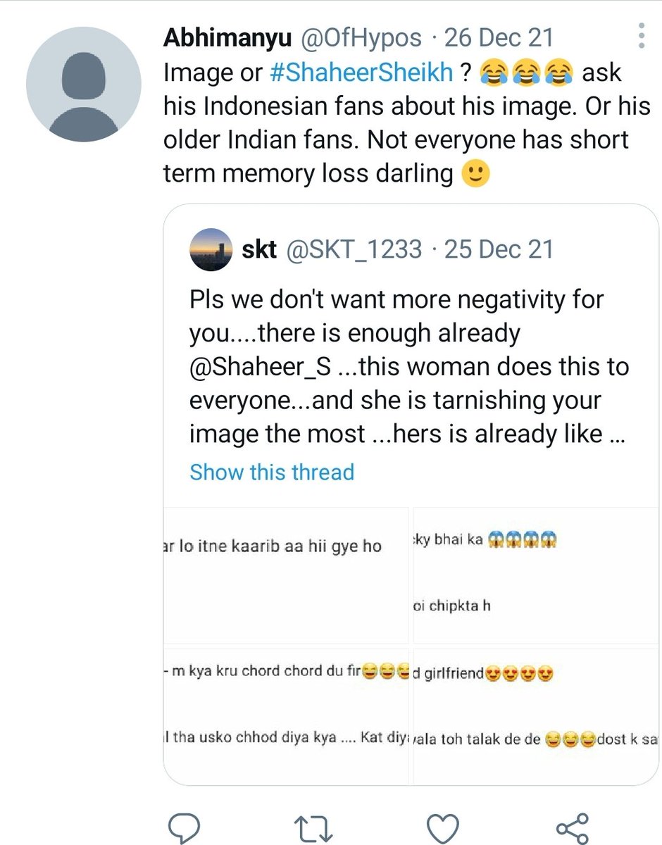 parth_projects's tweet photo. Just ignore this butt hurt ejfian. Putting the same blames on shaheer and parth. 

#ParthSamthaan https://t.co/Lz2AHD58sU