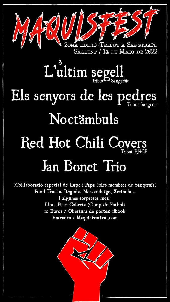 Noctambulsrock's tweet photo. 🔴 Hey Sonämbuls! Festivalaco a la vista 🤘🎉 el proper dissabte 14 de Maig estarem al MAQUISFEST de Sallent (Barcelona) Entrades anticipades per només 10 eurillos en aquest enllaç: https://t.co/X9LLS6zaqa
. 
#noctambuls #concert #hardrock #directe #metalcatala https://t.co/tgjyMMmOmy
