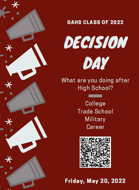 GAHS Seniors - don't forget to complete the Decision Day form...May 20th is Decision Day! Help us celebrate YOU! Go Warriors! #WarriorWay #BeCommitted