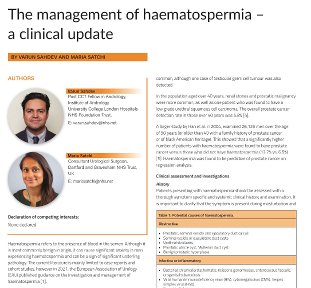 Urology News (@uro_news) on Twitter photo In this insightful Andrology Update article > bit.ly/3KacJLf <a href="/varun_urol/">Varun Sahdev</a> and #AndrologyFocus #AndrologyFocus takeover host <a href="/mariasatchi/">Maria Satchi</a> provide a clinical update on the management of haematospermia. Read it online for free. In this insightful Andrology Update article > bit.ly/3KacJLf <a href="/varun_urol/">Varun Sahdev</a> and #AndrologyFocus #AndrologyFocus takeover host <a href="/mariasatchi/">Maria Satchi</a> provide a clinical update on the management of haematospermia. Read it online for free.