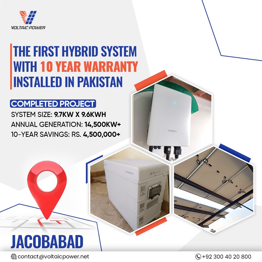 voltaicpowerpk's tweet photo. Voltaic Power takes initiative in the first ever hybrid system installation in the country with 10 Year Warranty!

#VoltaicPower #Installation #Jacobabad #Sindh #SolarSystem #SolarPower #SavingWithSolar https://t.co/EsCwUmaNdi
