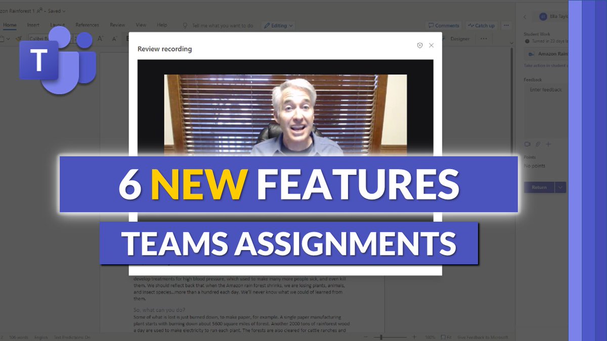 A tutorial video on 6 NEW features in #MicrosoftTeams Assignments 🚀 Updates include:

📽️ Video feedback for grading 
📺 YouTube app support
📖 iOS &amp; Android video recording in Reading Progress
➕ Lots more

YouTube 📺 youtube.com/watch?v=lbDmCw…

#edtech #MIEExpert #MicrosoftEDU