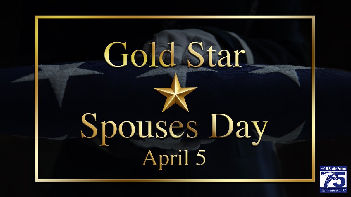 usairforce's tweet photo. Today is Gold Star Spouses Day. 

This day is reserved to honor the surviving loved ones of servicemembers who paid the ultimate sacrifice for our Nation. We recognize their selfless acts in support of our Airmen and country. https://t.co/h2nX4EtCCq