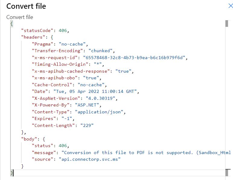 KamranMasroor's tweet image. Experiencing an issue with the OneDrive Convert file action - Power Automate.
#PowerAutomate #PowerAutomateFlow #PowerAddict @aprildunnam @ShanesCows @that_API_guy @Flow_Joe_ @rezadorrani @deepak_s22
