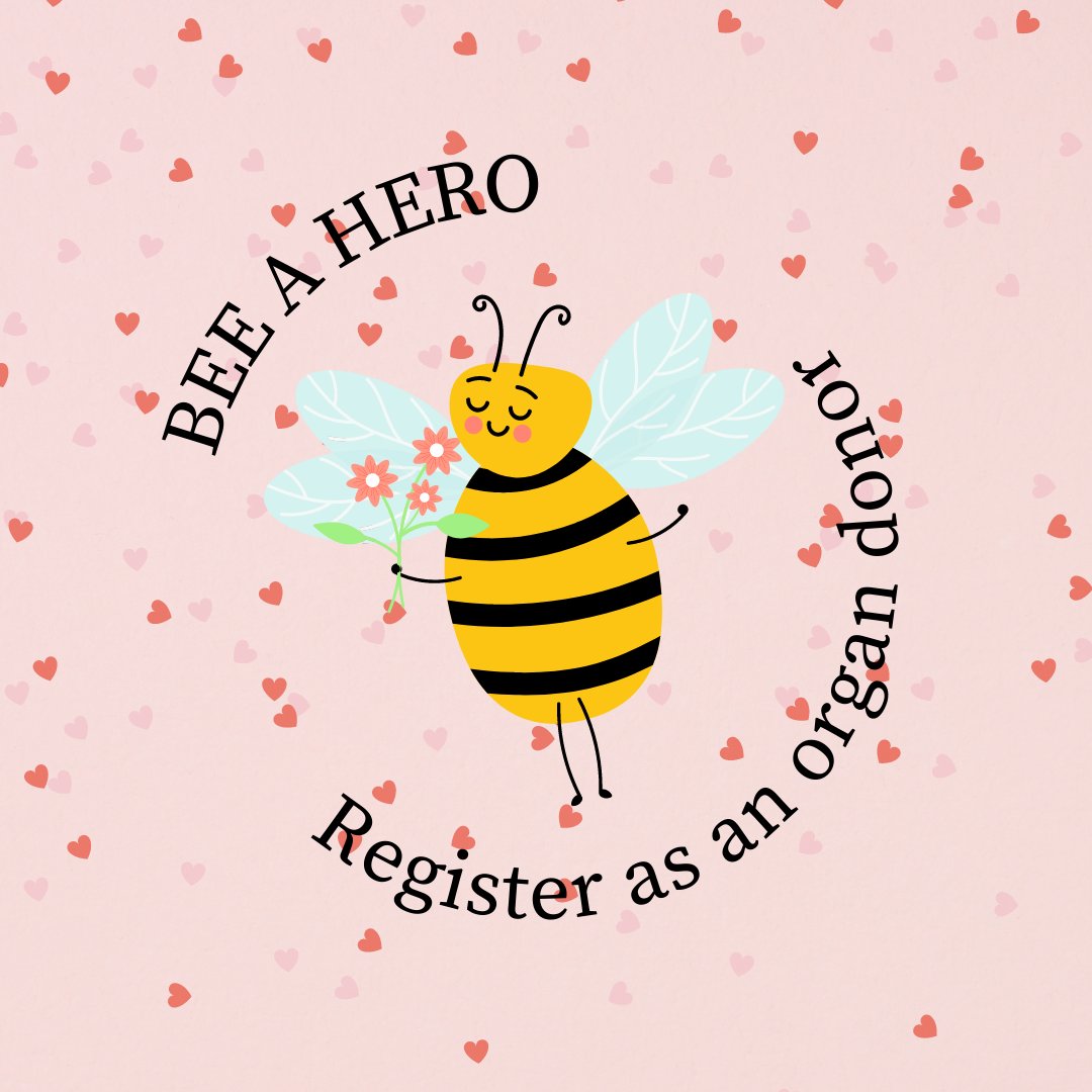 DonateLifeFL's tweet photo. Bee a hero during National Donate Life Month and register as an organ donor! https://t.co/S9cH497ZRw