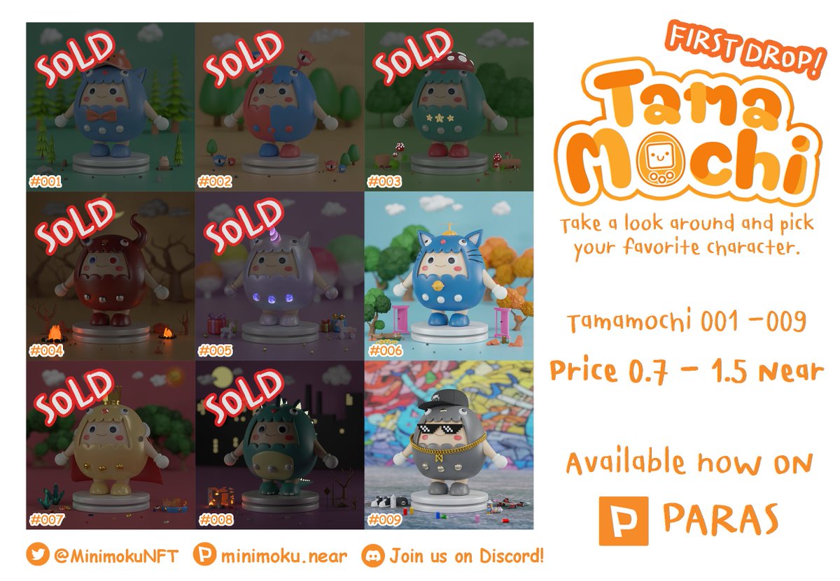 🐣 Tamamochi 🐣 Available now on @ParasHQ
Now only 2 pieces left ! 🔥

paras.id/collection/tam…

#NFT #NFTs #NFTTHAILAND #NFTCommunity #NFTartist #nftcollector #PARASnft #paras #nearNFTs #NEARnft #NEARcollector #NEARverse #TamamochiNFT