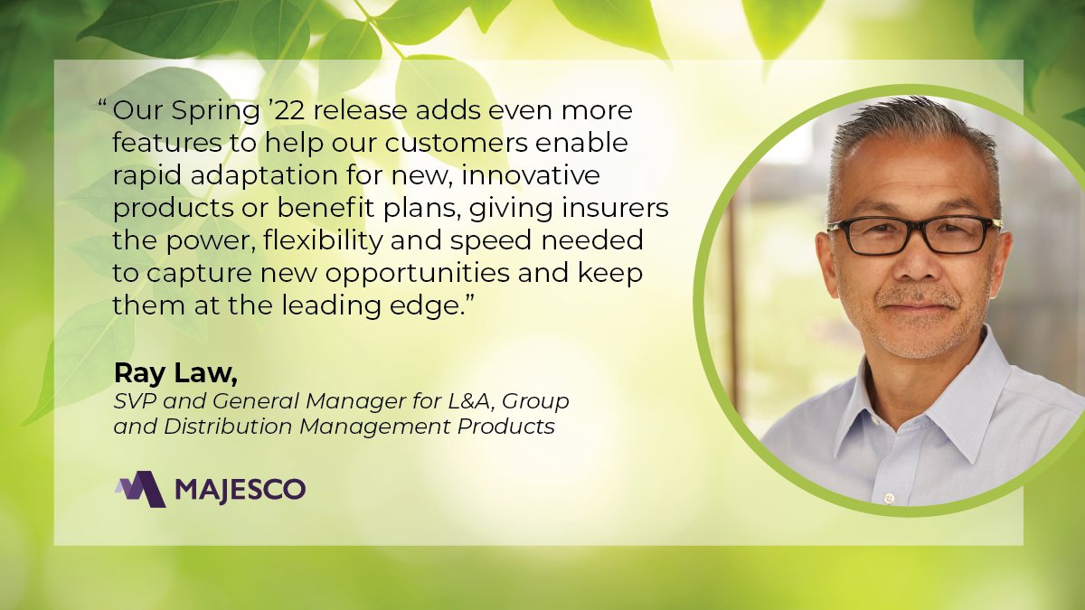 #Majesco Announces General Availability of the Spring ’22 Release of the Next-Generation Majesco L&A and Group Core Suite! bit.ly/3DONsEb