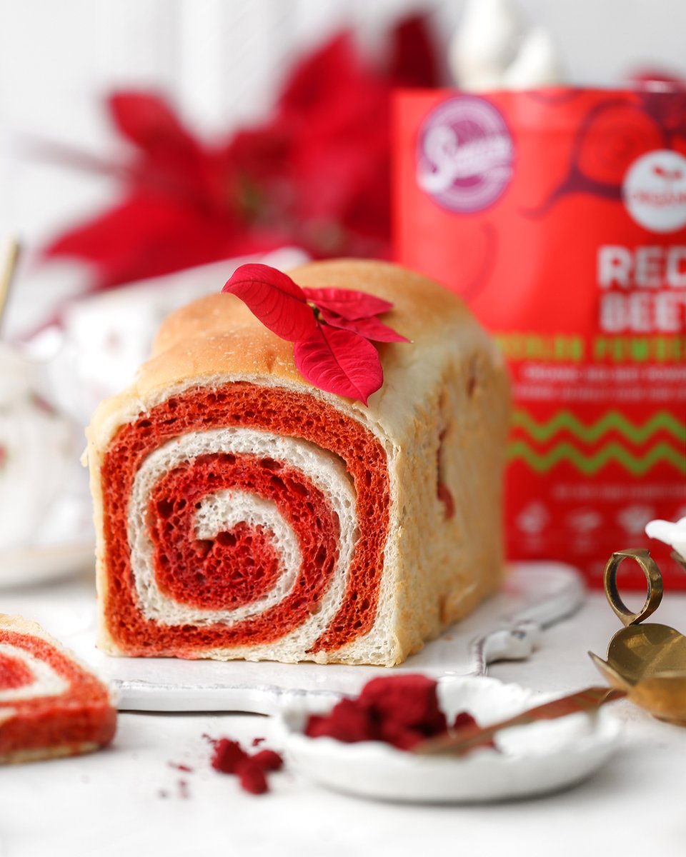 suncorefoods's tweet photo. This fluffy, soft, and tender #swirlbread is a fantastic #afternoontea time treat with its flaming red swirl made with @suncorefoods Organic Red Beet Supercolor Powder ❤️‍🔥💫🍞  Find the recipe at https://t.co/brGMv9H86V and enjoy 15% off during our Earth Month Sale!🌈⛅️ #Sales https://t.co/219gB7nCDc
