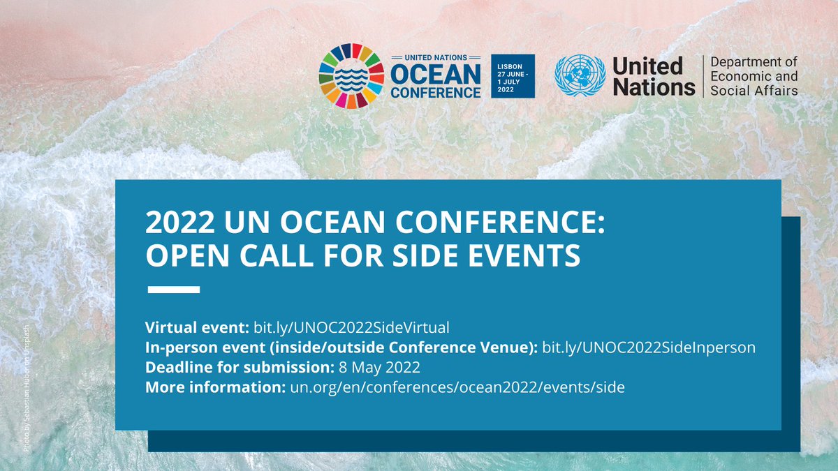 IocUnesco's tweet photo. [CALL FOR SIDE EVENTS] 🔔

📢 Deadline extended to 8 May!

🌊 Don't miss your chance to host a side event at the 2022 #UNOceanConference ❗

Submit an in-person or virtual side event now👉 https://t.co/bykUd5n9Dt https://t.co/nuTK9e7lI8