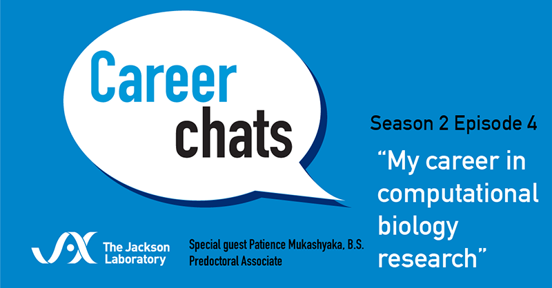JAX_Education's tweet photo. 🎦 WATCH NOW: A new episode of #JAXCareerChats just dropped! Patience Mukashyaka, a graduate student in the @jeffgenome lab at @jacksonlab, provides insight into how to find a mentor, secure an internship and pursue research as an international student in the U.S. #JAXTrainee