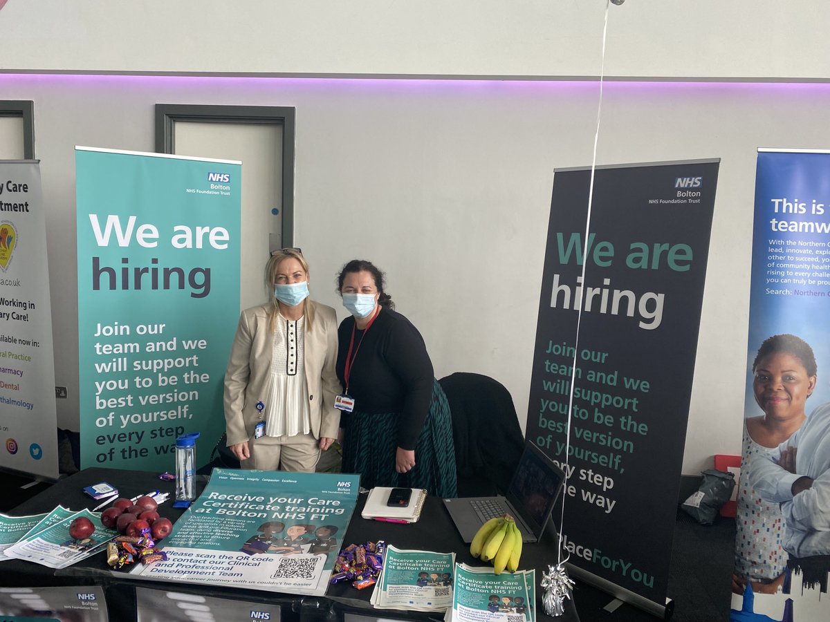 Healthcare Support Worker Recruitment event at Trafford with the fabulous Vicky Fletcher Simm and shy Paul Henshaw who wouldn’t pose for a picture. ⁦@boltonnhsft⁩ ⁦