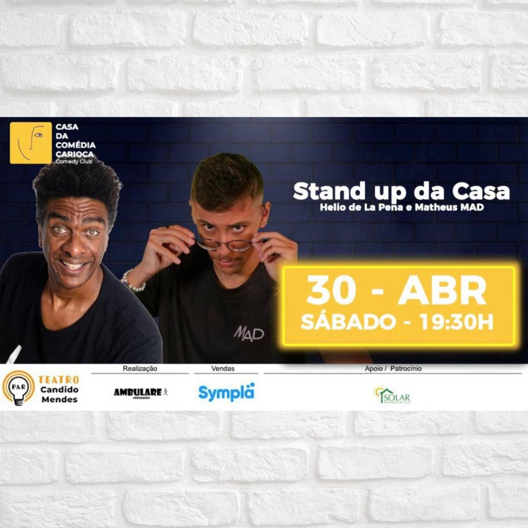 lapena's tweet photo. E dia 30/04 - de volta a minha terra amada - #RiodeJaneiro , é dia de me apresentar c/ o amigo, @MatheusMAD021 no espetáculo #DoseDupla na #CasaDaComediaCarioca .
Dica: Quando estiver passeando no Rio vale a pena conhecer esse charmoso #ComedyClub no coração de Ipanema! https://t.co/COsj000wL1