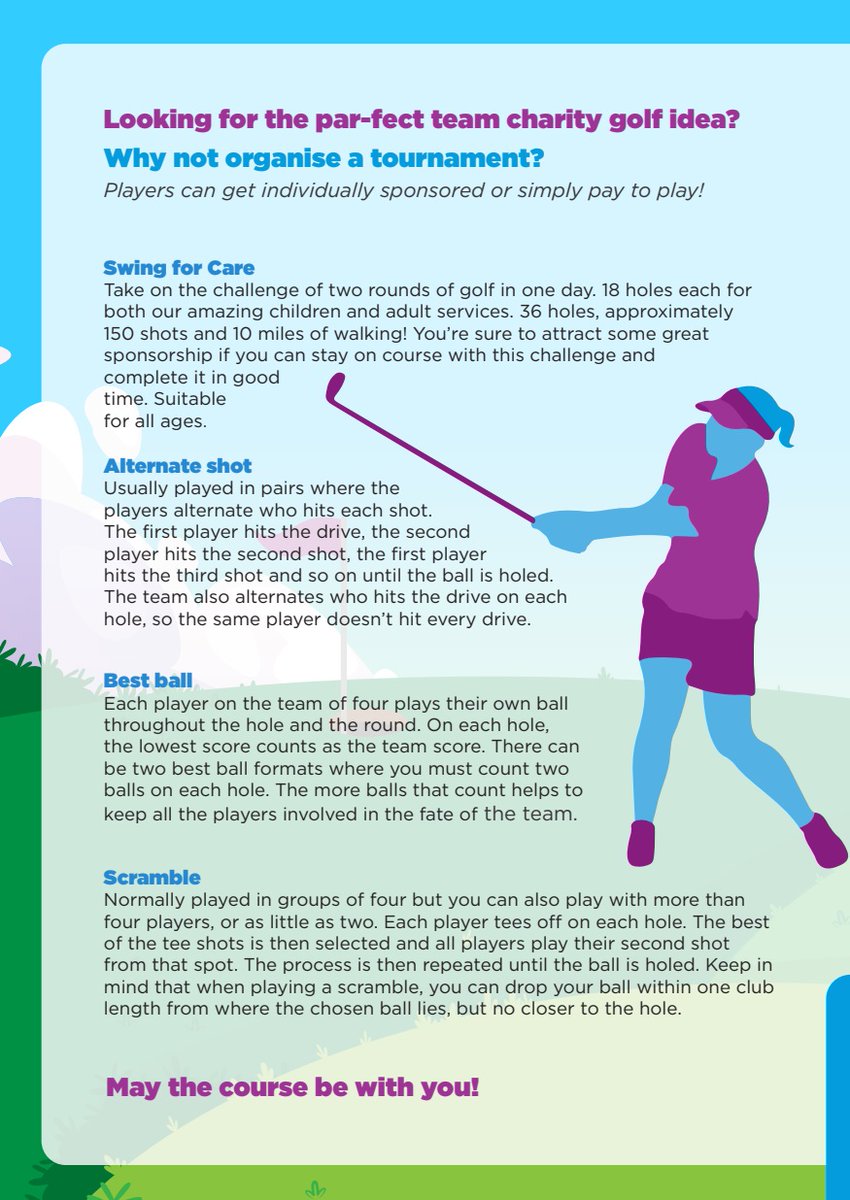 SteveFundraiser's tweet photo. Looking to GET INTO THE SWING This Spring & Summer?🏌️
Then now's the time to #HelpUsHelpMore & Take part in @KeechHospice Tee-rific, SWING FOR CARE Charity Golf Challenge
PAR-fect for Individual or Group's. Contact salbon@keech.org.uk or 01582 707952 & Putt your name down ⛳️ https://t.co/zq2cewEApX