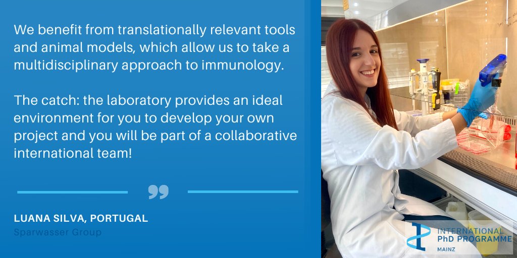 imbmainz's tweet photo. Open #PhDposition in the Sparwasser lab at @UnimedizinMainz! π’
Check out our International PhD Programme at https://t.co/89idgKqWVB and apply by 3 May!
Take a look at all the projects offered in the @IPPMainz summer call 2022: https://t.co/zunE8ndvTf
#ippmainz #immunology https://t.co/pz8zDIv0Fp