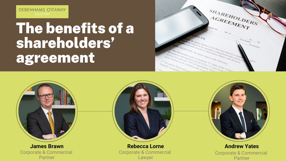 What are the benefits of a shareholders’ agreement? A #shareholdersagreement can help to regulate decision making, provide #disputeresolution procedures, set out the rules on transferring shares or appointing #directors etc. Find out more 👉 bit.ly/3tBkGn4
