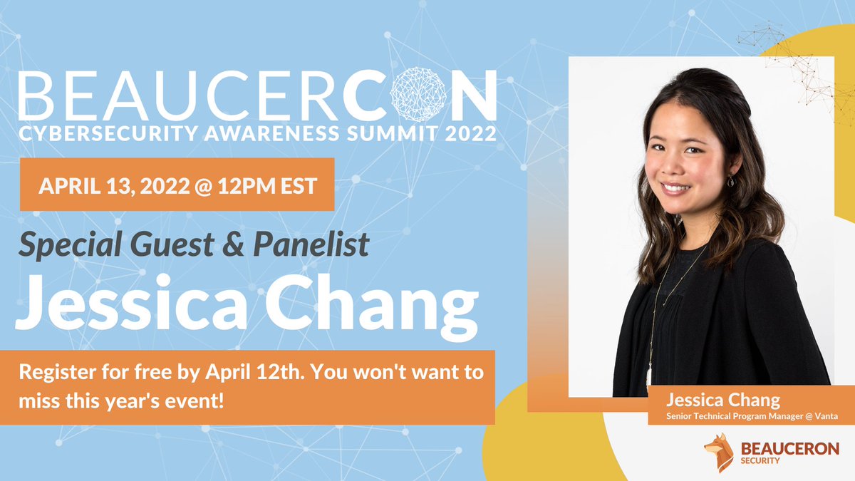 We’re thrilled to share our latest addition to the panel, Jessica Chang! Jessica is a Senior Technical Program Manager at Vanta where she focuses on Security &amp; Enterprise Engineering.
Learn more about Jess and the rest of the 2022 line-up: hubs.li/Q016PqCh0