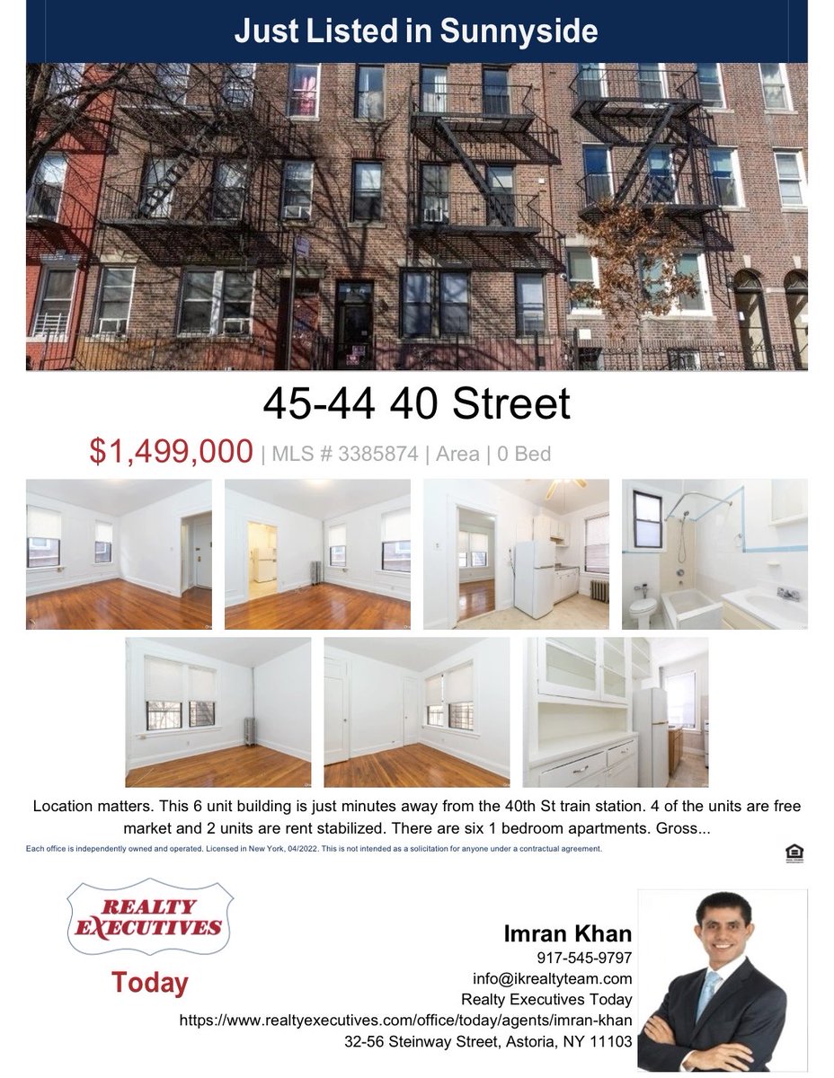 Just Listed! 6 Fam Apartment Building
45-55 40th Street, Sunnyside NY 11104
#realestate #realtor #realestateagent #home #property #investment #forsale #realtorlife #househunting #dreamhome #luxury #interiordesign #newhome #luxuryrealestate #house ⁦⁦⁦<a href="/realtyexec/">Realty Executives</a>⁩