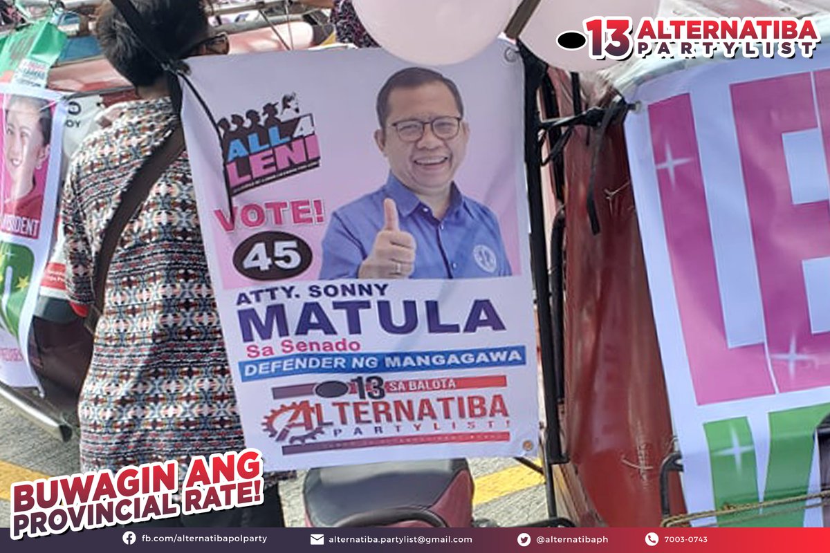 KamanggagawaPL's tweet photo. Sa pangunguna ng ating mga youth volunteers, naging matagumpay ang house-to-house campaign ng #13ALTERNATIBA sa Maynila!
Puspusan na rin nating ikinakampanya ang kandidatura ng Defender ng Manggagawa, ang ating senador na si Atty. Sonny #45MATULA! https://t.co/9pJz5k3Xla