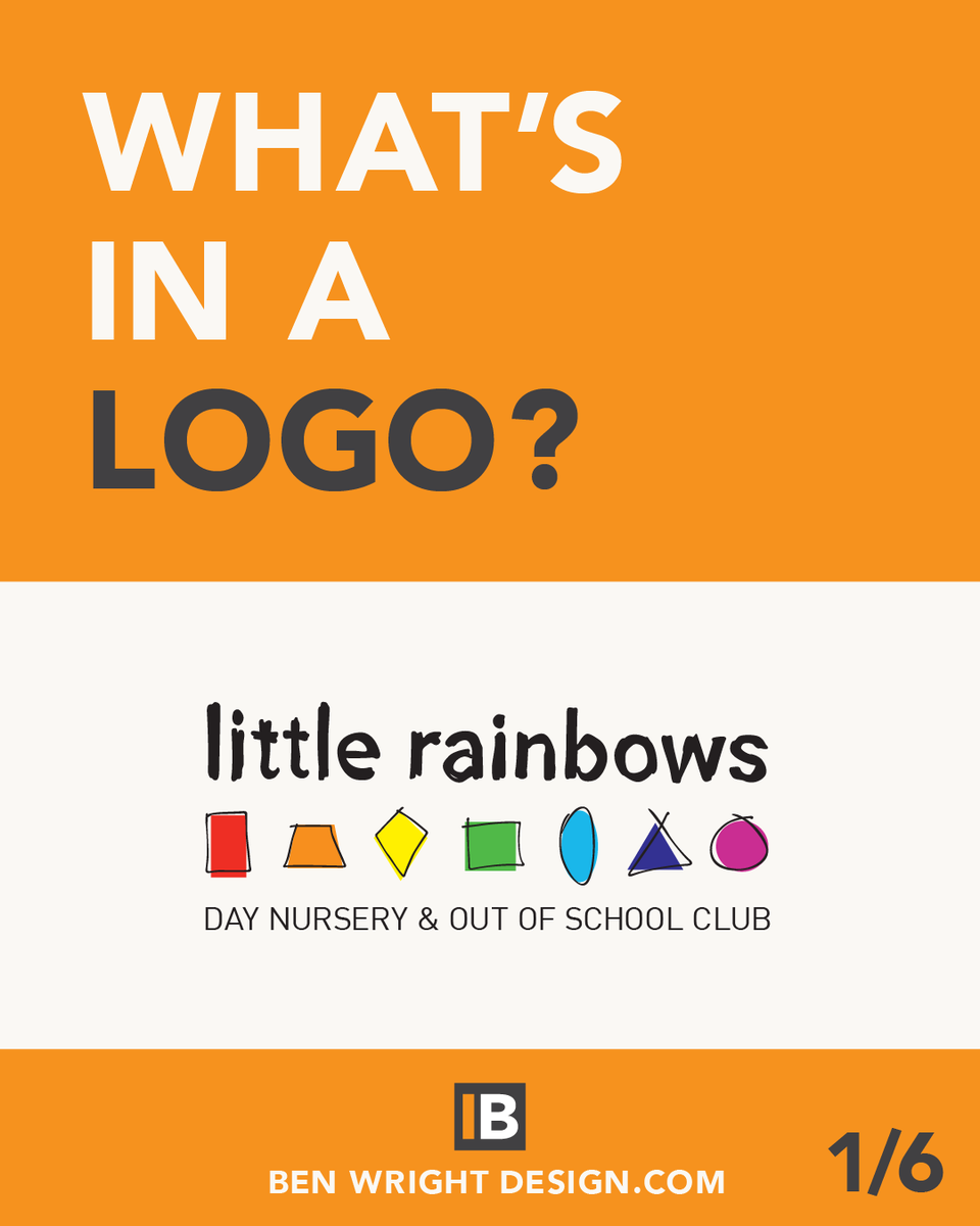 DesignBenWright's tweet photo. 1/6 - Ever wondered why a graphic designer chooses the shapes, colours and fonts for a company logo?
Here is my first instalment of What's in a Logo, where I explain my thoughts and reasoning behind some of my favourite creations. First Issue: Little Rainbows Nursery #LogoDesign https://t.co/girEZZjrG0