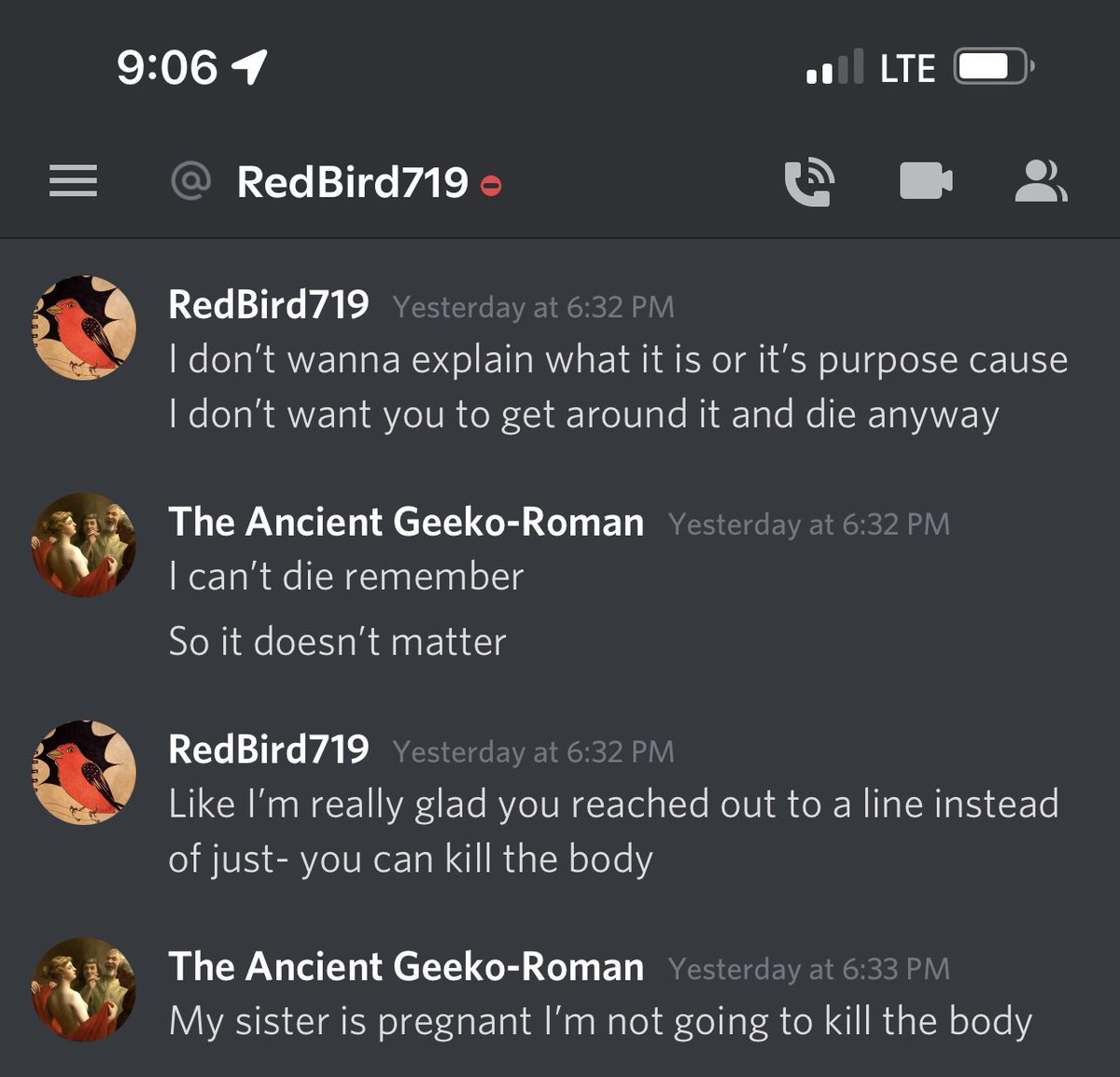 theancientgeeko's tweet photo. CW: suicide/suicidal ideation
#ActuallyDID #DissociativeIdentityDisorder
Since a lot of times people want to whine about how we only focus on the good things in our system, here’s a convo Grant had with Bird yesterday (shared with permission from @GrantTArt): https://t.co/d6xEd2VENM