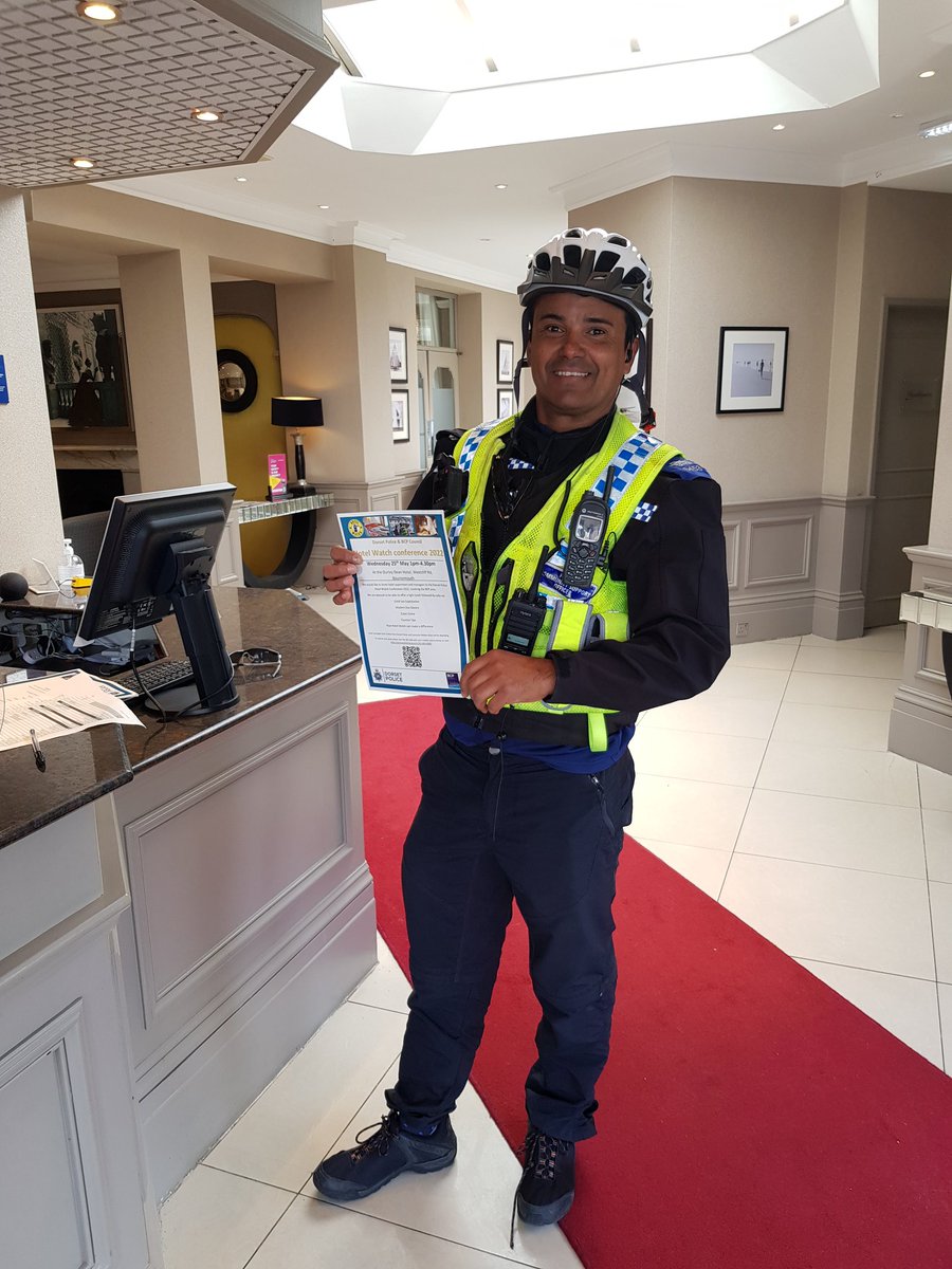 Dorset Police &amp; BCP council are holding their next Hotel Watch Conference on Wednesday 25th May 1pm -4.30 pm. 

PCSO Harold has been out visiting hotels in town to invite them to the next hotel watch conference; Topics covered will include, Child sex Exploitation