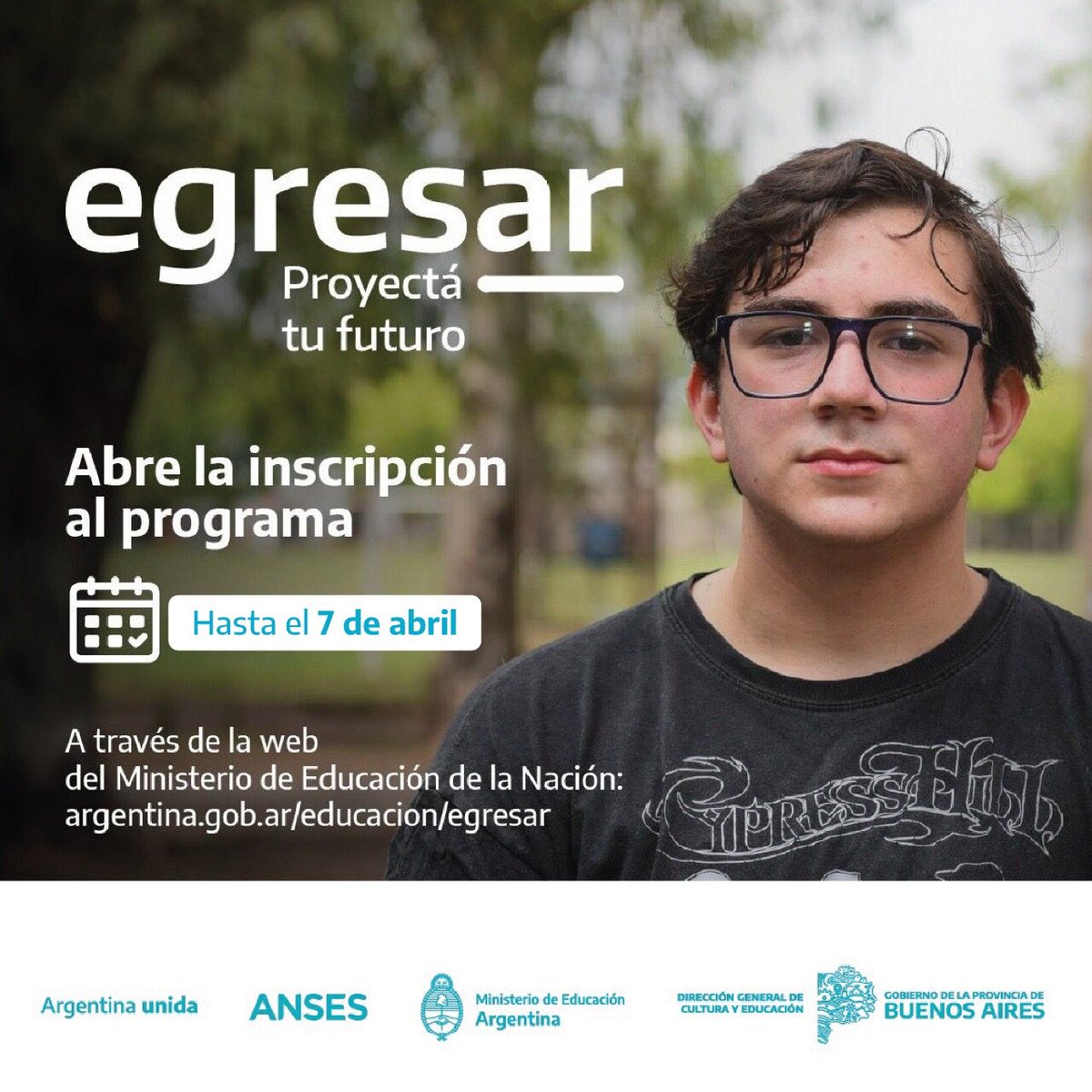 BAeducacion's tweet photo. Hasta el 7 de abril podés inscribirte en el programa #Egresar.
Si tenés entre 18 y 25 años, cursaste la secundaria entre 2016 y 2020 y te quedaron materias pendientes, te acompañamos para rendirlas y terminar el nivel.
Terminar los estudios es tu derecho 👨🎓
#ProyectáTuFuturo https://t.co/UpUuedk3xO