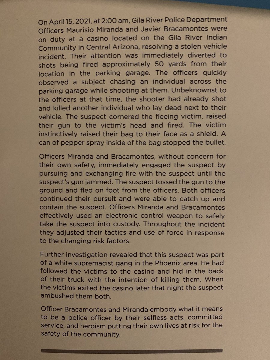 It was a great honor for <a href="/FirstNet/">FirstNet, Built with AT&T</a> to sponsor the <a href="/TheIACP/">The IACP</a> Indian Country Officer of the Year Award &amp; Banquet to recognize Gila River Tribal Police officers Maurisio Miranda &amp; Javier Bracamontes for their heroic act to save a woman’s life &amp; respond to changing risk factors.
