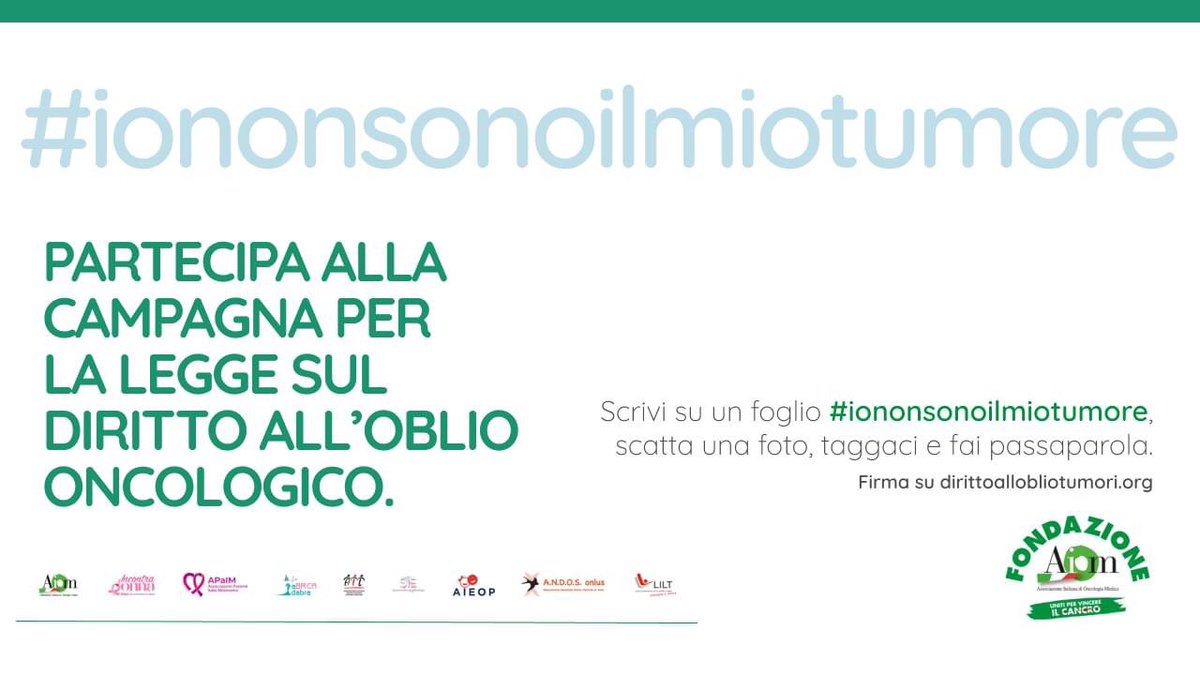 favo_it's tweet photo. 📝 Clicca qui per apporre la tua firma sul #dirittoallobliooncologico ➡️ https://t.co/NwoBn5ZZvz.

#iononsonoilmiotumore
@AiomFondazione https://t.co/9p7fDuLL90