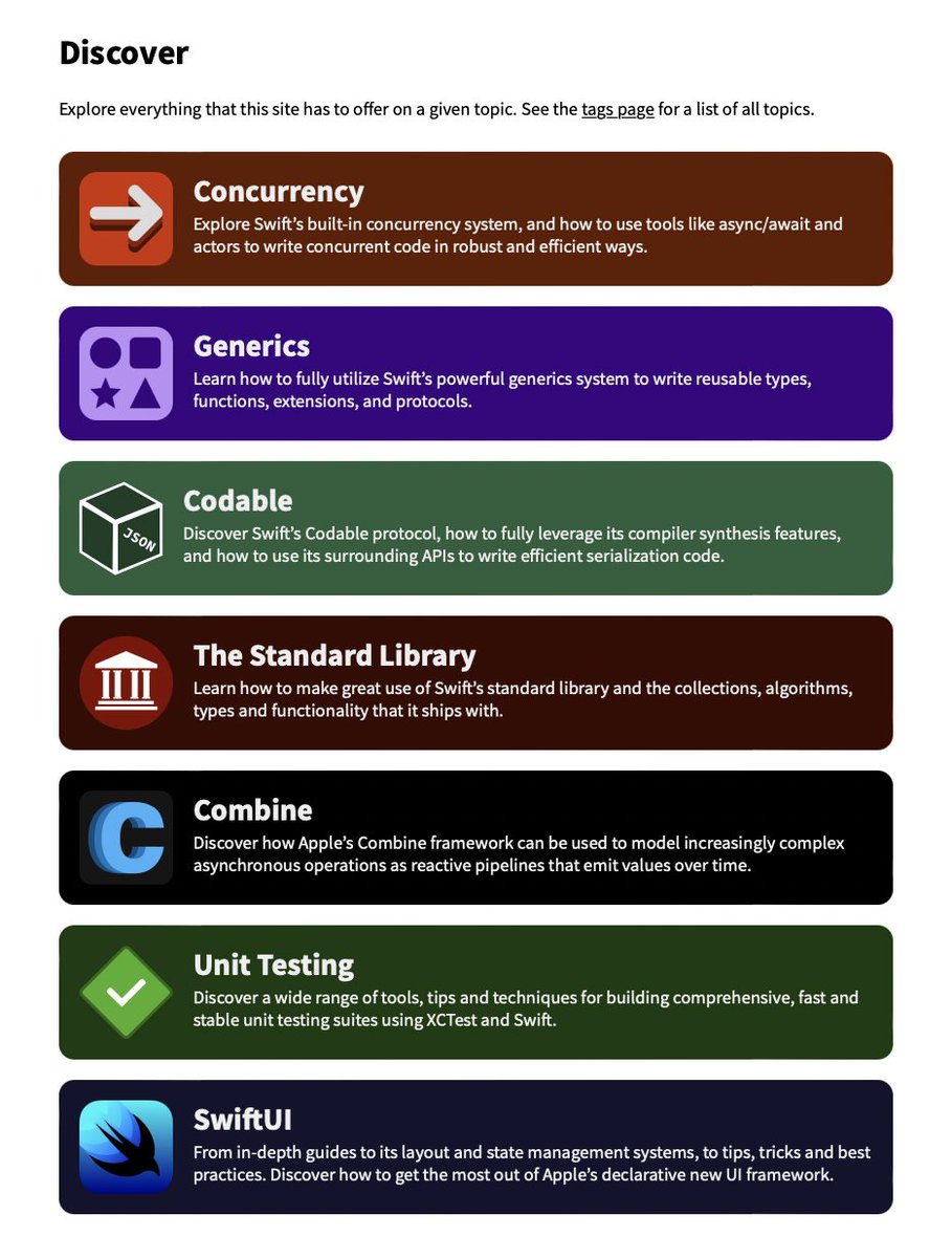 johnsundell's tweet photo. Just published a HUGE update to Swift by Sundell Discover - which now contains over 200 freely available articles, podcasts, videos, and tips on a wide range of Swift topics. Hope that you're finding Discover useful - more guides coming soon! 👍

🧭 https://t.co/VOfoSHGbB0 https://t.co/TSrEEAZFy5