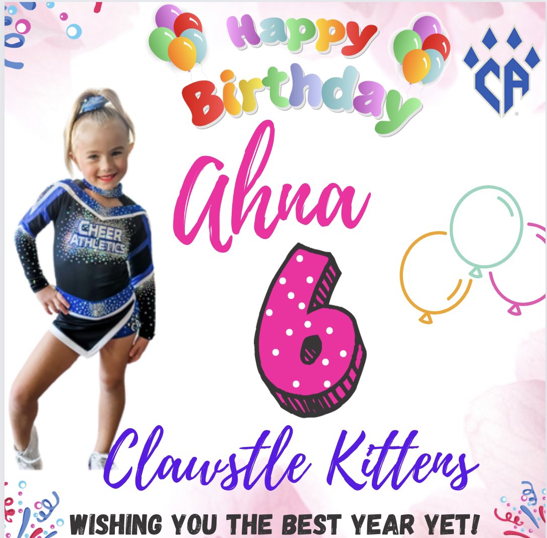 Happy 6th Birthday sweet Ahnalisse! We hope you have a fabulous year <a href="/CA_CharlotteNC/">Cheer Athletics NC</a> <a href="/Adaniels1589/">Amanda Spanich</a> <a href="/ryankspanich/">Ryan Spanich</a> 🥳💙🎉🎈6️⃣