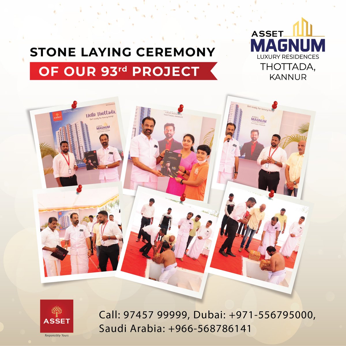 AssetHomes_123's tweet photo. Thottada Kannur is all set to experience the ultimate in luxury! Here are a few stills from the auspicious stone-laying ceremony and brochure launch of our 93rd project, Asset Magnum.
Know more: https://t.co/94SJcAIyur
#AssetHomes #Asset #ResponsiblyYours #AssetMagnum #Magnum https://t.co/1JHVFPbTLv
