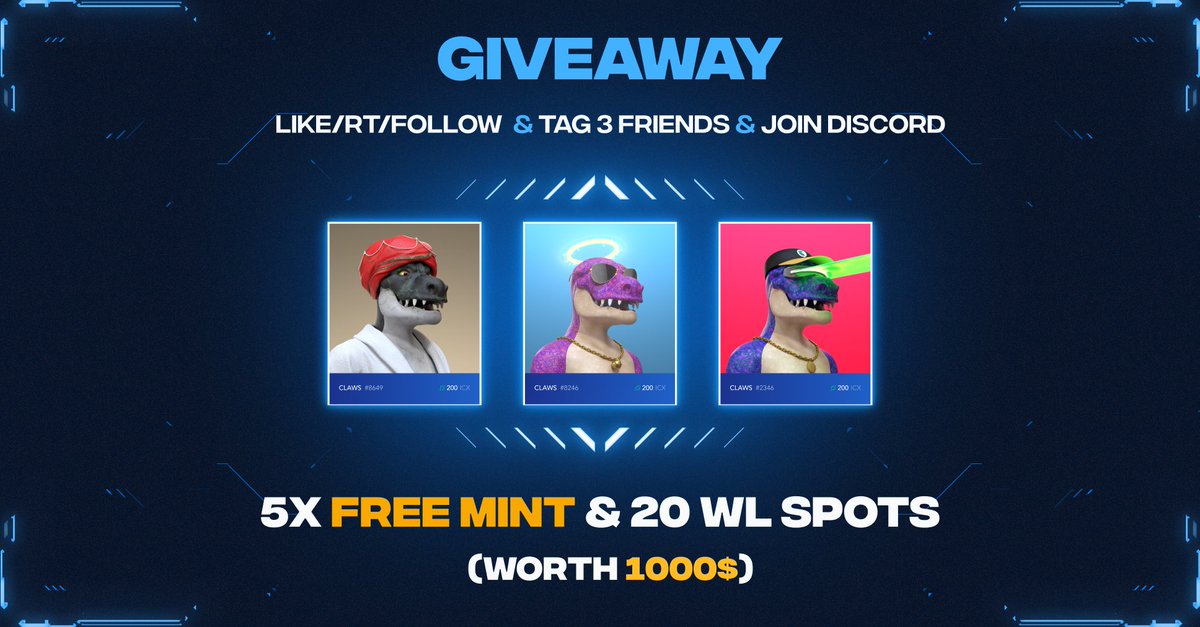 [FREE MINT] 🦖 Our Discord is now OPEN 🚀

To kickstart our Proof of Contribution event we're launching a 3-day #giveaway 🔥

🎁5x free mint (total 1000$) + 20 WL spots to win

✅ Like/Follow/Rt
✅ Join discord.gg/BfwFwHtP
 Bonus: Tag 3 friends

#freemints #NFT #ICONproject