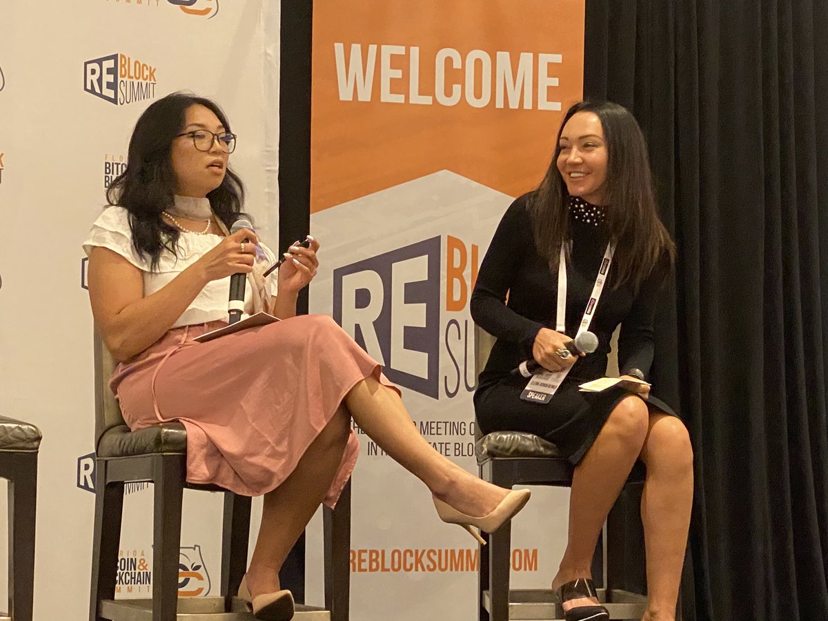 GoddessofCrypt0's tweet photo. The fabulous @bankoferyka talking about why it’s important for those who don’t yet own #Bitcoin to ask for help from who do. #REBlockMiami https://t.co/HFxqlLnC6f
