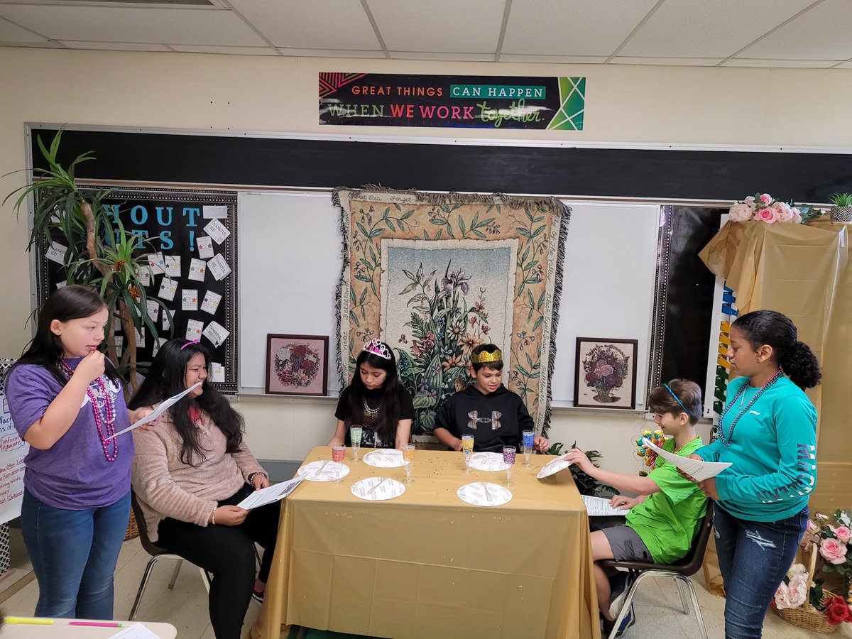 AMS_InstrCoach's tweet photo. Mrs. Hulsey’s and Mrs. Cook’s 6th grade classes act out King Midas play last week. https://t.co/zrySr6RooQ