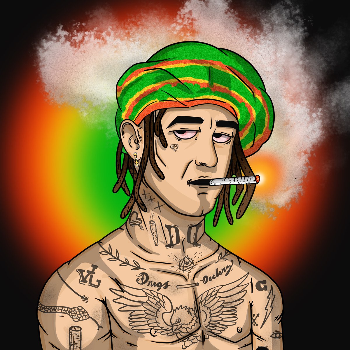 DeelerzNFT's tweet photo. Here is what you have been waiting for... 👀
The SECOND sneak peek of our upcoming collection 🔥
Who likes rasta vibes? #DrugDeelerz #ImOnDrugs #SolanaNFTs #NFTart #NFTs https://t.co/PxdK0XKYf3