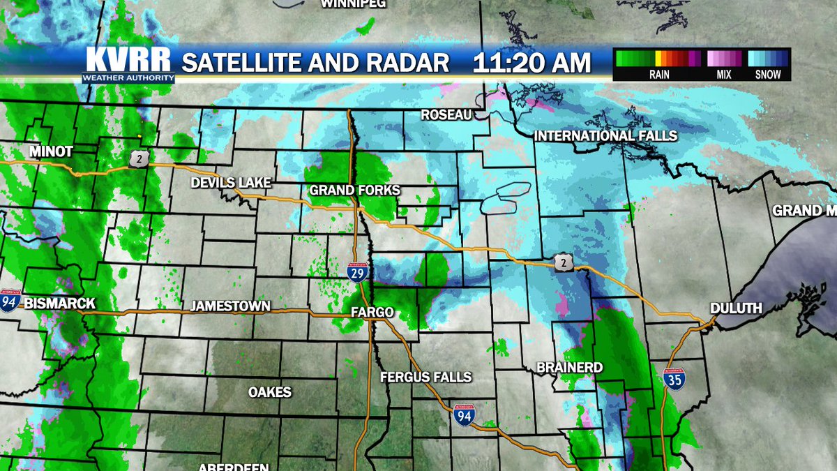 WxWithMarshall's tweet photo. There is a break in the rain for some of us around lunchtime, but the system will arc back around and bring more rain in the afternoon.  Get prepared at https://t.co/inKbdWvzov.  #ndwx #mnwx https://t.co/lt5gjXSSxc