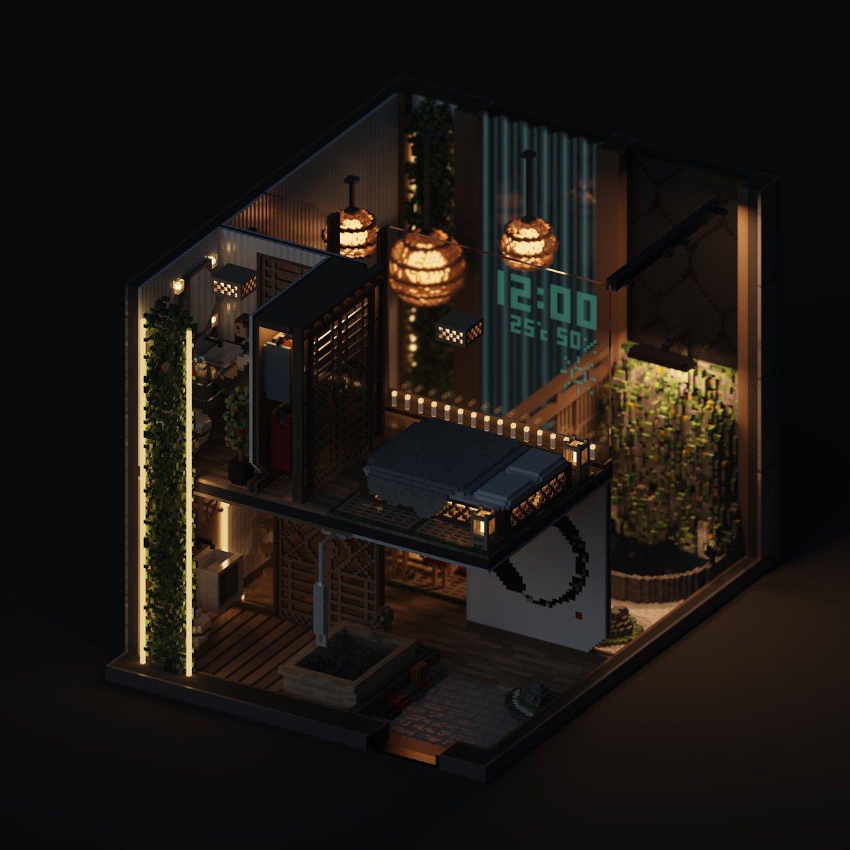 CryptoCitiesNFT's tweet photo. Artist Spotlight #4 // @voxelmonsters

In the upper echelons of the city, a wealthy family's apartment is adorned with traditional Japanese influences, reminiscent of a time before NeoTokyo. https://t.co/z40jPx6t3l