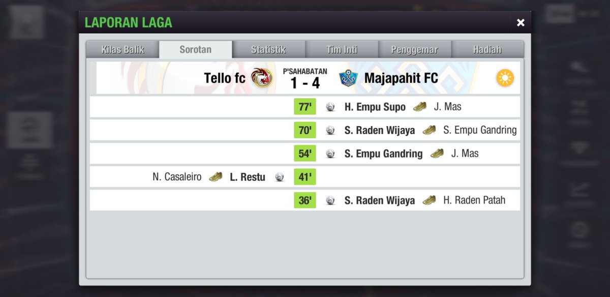 Majapahit_FC's tweet photo. #INCXIV
#32Besar
leg 2 (Away)
@Tello_fc 1 - 4 @Majapahit_FC
Agregat
@Tello_fc (3 - 9) @Majapahit_FC
cc: @INC_LTEI
#LaskarMojopahit #TopEleven https://t.co/qb9hF9UGRT