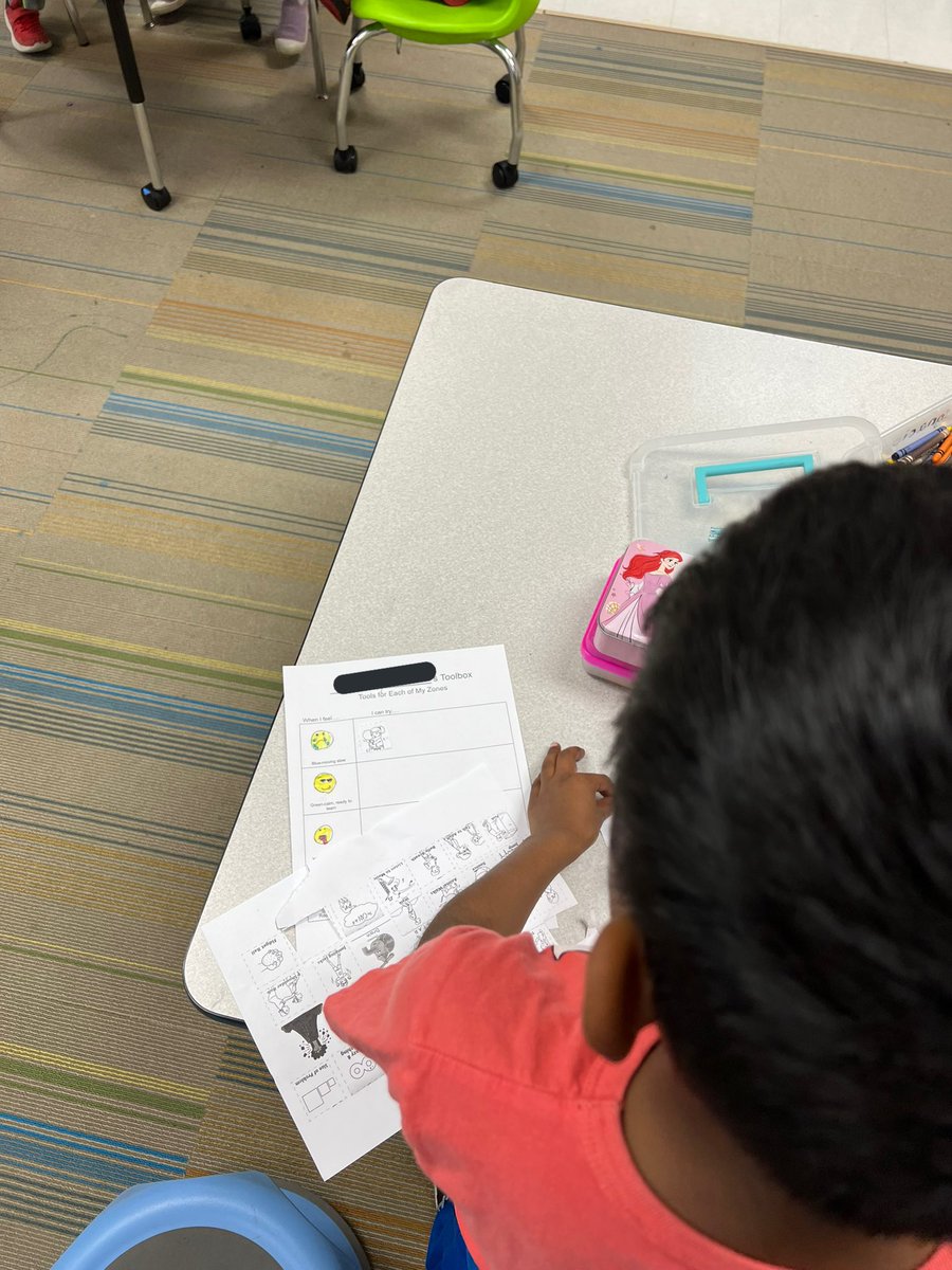 Recently, every Tuesday @CounselorHCreek has been helping us learn more about the “Zones of Regulation.” Today, we created our own tool boxes to help us regain calm when we leave green zone! #otherhawksmatter
