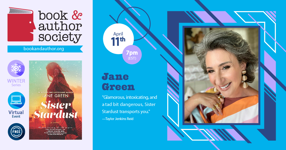 bookandauthors's tweet photo. Please join us on April 11th for a conversation with "Sister Stardust" author Jane Green. This historical biography, inspired by the life of socialite Talitha Getty, is set in the swinging 60's. More info and FREE registration at https://t.co/DARXXptGuu @JaneGreen #BookAndAuthor https://t.co/qGi1CnGDXT