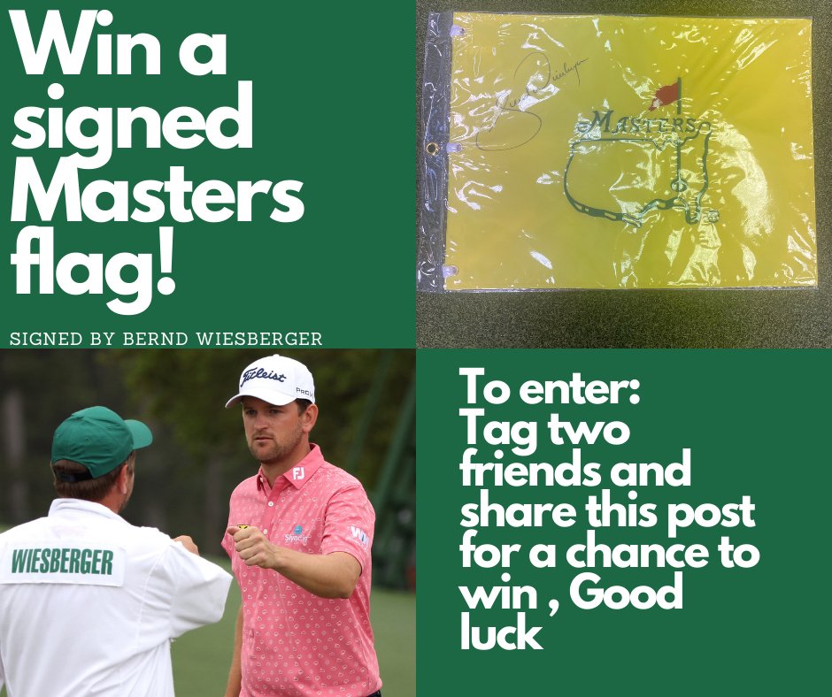 The Masters #Competition time! You can win an #official #Masters Flag, signed by 7 time European tour winner - #Bernd #Wiesberger. To enter: Simply, tag two friends and share the post! One winner chosen at random - Competition ends after Masters Sunday, good luck