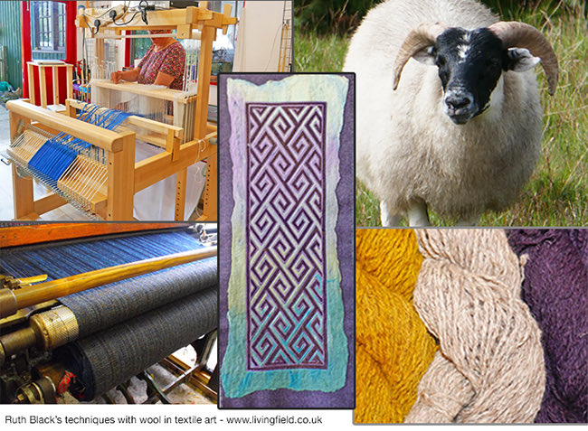 LField2020's tweet image. See Ruth Black’s “Ancient and Modern: techniques with wool in textile art” - spinning, dyeing, weaving, felting, embroidery, laser cutting - influence of Pictish design at livingfield.co.uk/craft/ancient-…