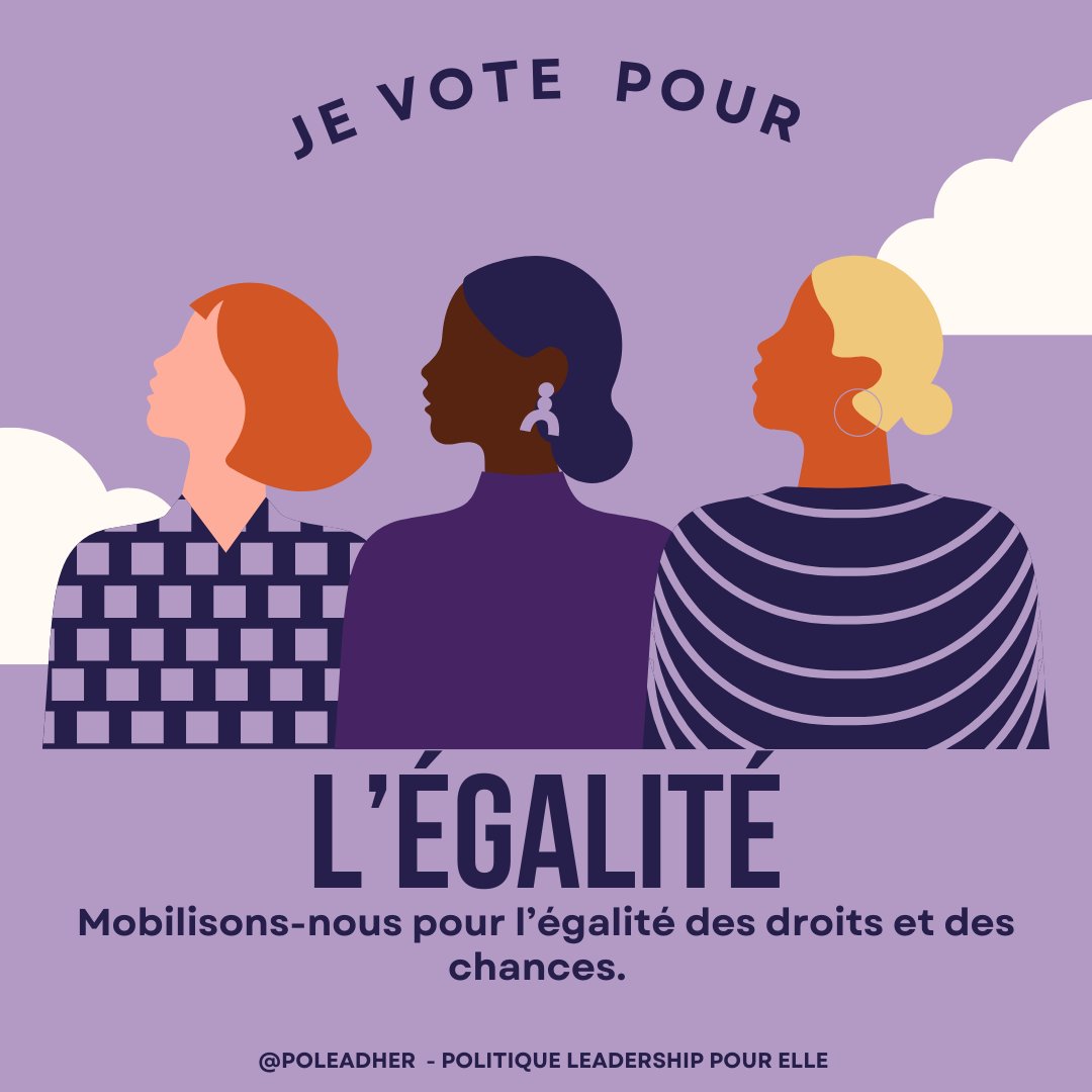 poleadher's tweet photo. #ElleVote 🗳 - Je vote pour l’égalité des droits et des chances - #Elections2022 #Presidentielle2022 #Vote #Droitsdesfemmes #electionspresidentielles2022 https://t.co/1h11Gt54BR