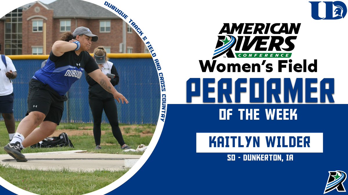 UDTFXC's tweet photo. 🏅WILD(ER) THROWS📰

Kaitlyn Wilder (SO - Dunkerton, IA) goes 1-2 in the Discus and Shot Put at UW-Platteville to earn her first Outdoor Field Athlete of the Week!

#UDTFXCompete
#rollriversTF https://t.co/8hUGGOdRjj