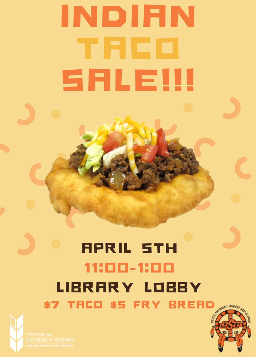 NASAOSU's tweet photo. REMINDER!!! Our taco sale will be held in the South Library Lobby from 11-1 TODAY. We can't wait to see you there 🤩 https://t.co/2nvh3wQBEO