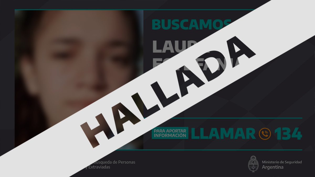 Laura fue hallada.
Gracias a todas y todos por compartir su búsqueda.